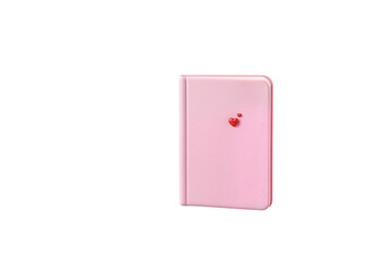 Cute Pink Notebook with Red Heart on Transparent Background