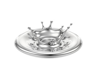 Silver Liquid Crown Splash with Reflective Ripples