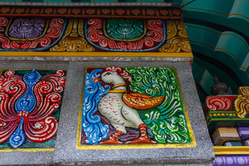 Facade elements of Sri Maha Mariamman Temple &mdash; the main Hindu temple in Bangkok, Thailand