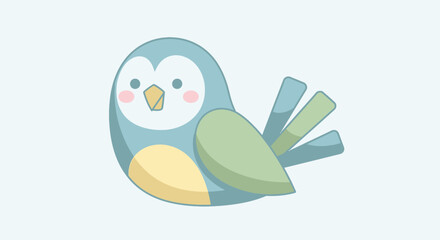 Cute cartoon baby penguin with pastel colors and friendly expression for children