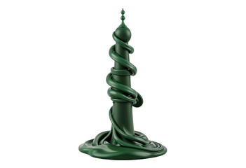 Green Abstract 3D Pillar with Flowing Wrap