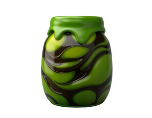 Glossy Green and Chocolate Swirl Jar with Dripping Effect