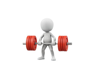 3D Character Lifting Heavy Barbell in a Gym Workout