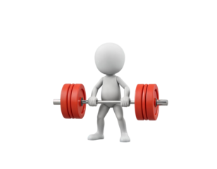 3D Character Lifting Heavy Barbell in a Gym Workout