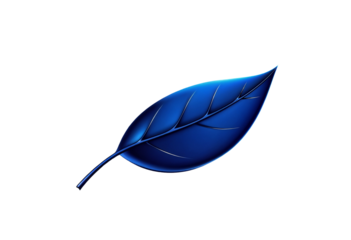 Glossy Blue Leaf with Transparent Background
