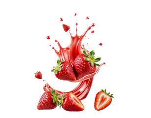 Dynamic Strawberry Splash with Fresh Ripe Berries