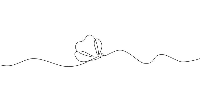 One line drawing Butterfly - minimalist line art