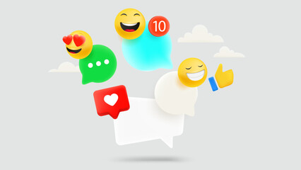 Social media communication concept. 3d vector illustration