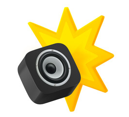 Sound dynamic with explosion. 3d vector illustration