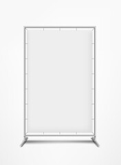 Vertical white banner isolated on white background. 3d vector mockup