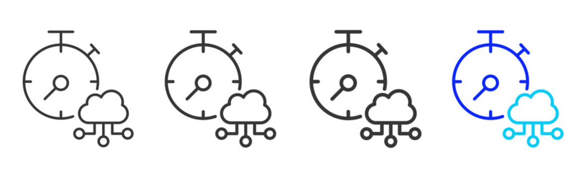 Time Compliance icon set collection in creative outline style for business featuring multiple thickness variations suitable for branding design governance compliance