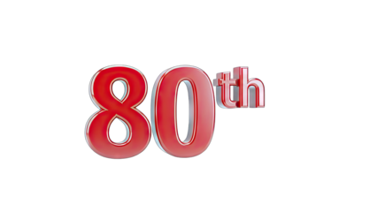 80th Anniversary Celebration - Red Number on White