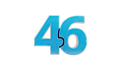 Blue Numbers 46 Isolated on White Background
