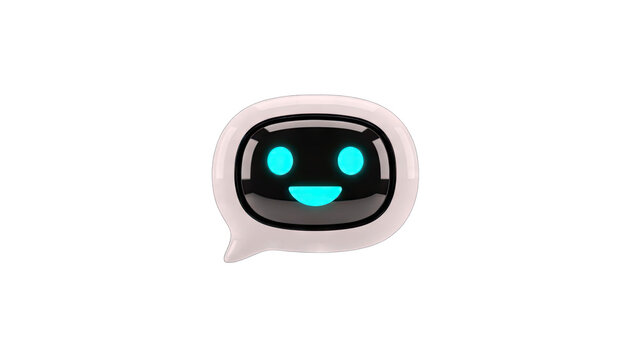 Chatbot Icon Smiling on White Background - Powered by Adobe