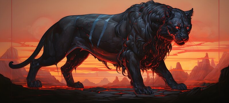 silhouette of liger ,generative AI