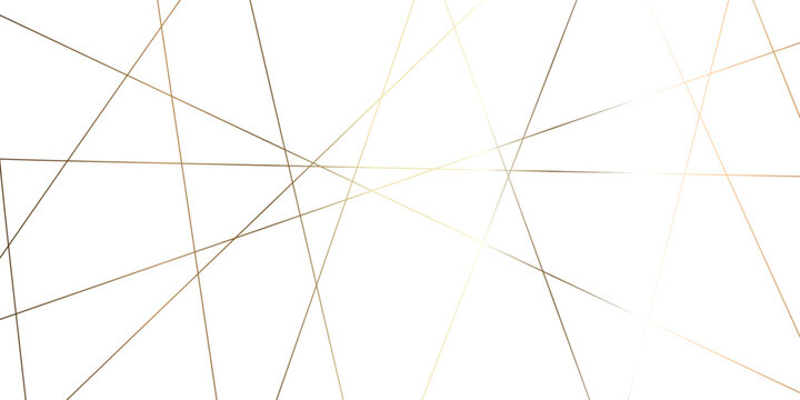 Abstract luxury gold geometric line pattern with intersecting metallic strokes on white background, creating chaotic stripes and a refined modern minimalist vector look