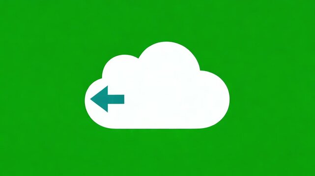 Cloud Upload Arrow Icon Illustration Animation on Green Screen for Data Transfer and Storage