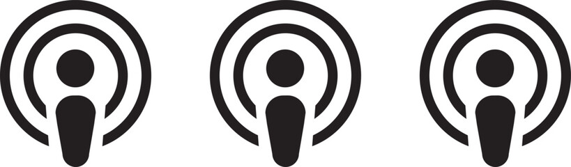 Apple Podcast App Icon in Gradient Purple. Flat logo options for audio streaming, mobile interface, and media branding design. digital editorial social media icon vector. A collection of podcast icons