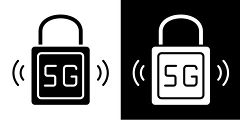 Obraz premium Unlock 5G Icon Set White Style Collection