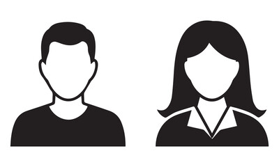 Fototapeta premium Professional User Icons & Avatar Symbols for Web, Mobile Apps, and UI/UX Design – Male and Female Silhouettes, Group Avatars, ID Cards, and Team Profiles in Black, White, and Color 