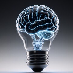 AI-inspired light bulb brain symbolizing artificial intelligence