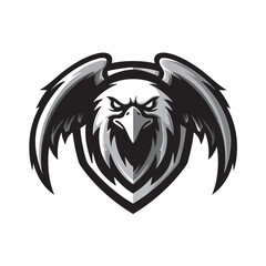 Majestic blue bird of prey with an intense gaze, perfect for a powerful esports or team logo on white background.