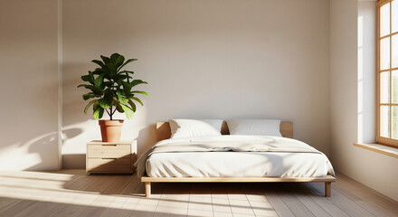 Sunlit hotel room with fresh flowers, water pitcher, and crisp white bedding.