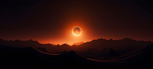 silhouette of eclipse moon ,generative AI