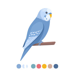 Obraz premium Vector, eps, flat design, animation design, simple flat 2D icon, minimalist design, clipart, illustration_A_Simple_flat_2D_icon_of_a_budgie_isolated_on_a_white