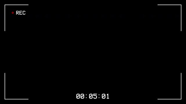 Simple camcorder viewfinder overlay with record indicator and timer, perfect for video editing, vlogs, and retro aesthetic projects. 4K video