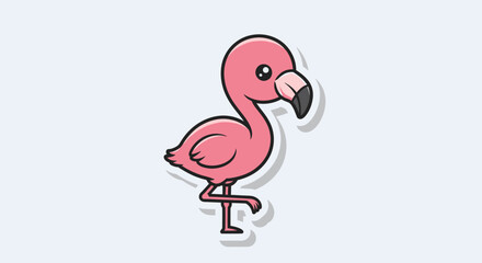 Cute Cartoon Flamingo Illustration with a Playful Expression and Simple Design for Kids or Fun