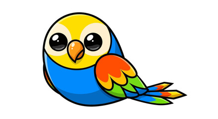 Cute cartoon parrot with big expressive eyes and vibrant feather colors