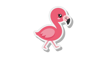 Cute Cartoon Pink Flamingo Character with Playful Expression and Large Eye Featuring a Small Beak