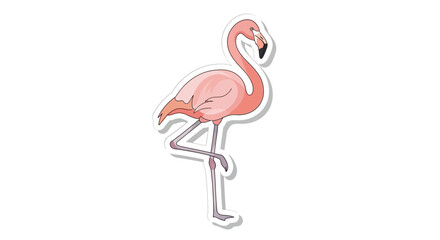 Cute Cartoon Pink Flamingo Illustration on a White Background for Decorative Use