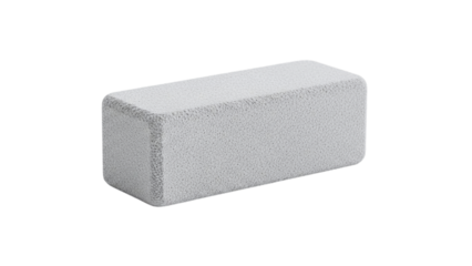 Grey concrete block on transparent background, studio lighting, textured surface, rectangular shape, isolated on transparent background