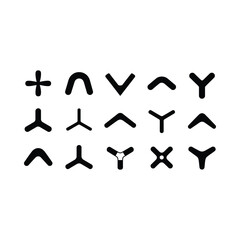 Abstract black and white geometric shapes arranged in a grid pattern