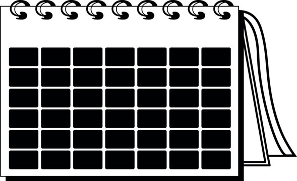 Blank calendar with ring binding and multiple empty date boxes on a white sheet vector illustration for scheduling and planning appointments events or daily tasks
