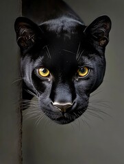Black Panther Close-Up Portrait: Intense Gaze