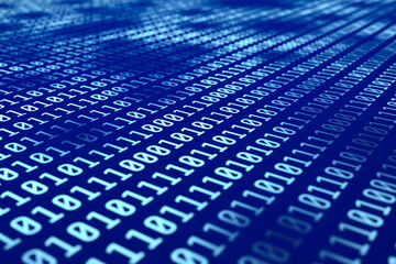 Internet communication. Binary coding. 3D illustration