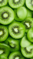 Fresh Green Kiwi Fruit Slices Background