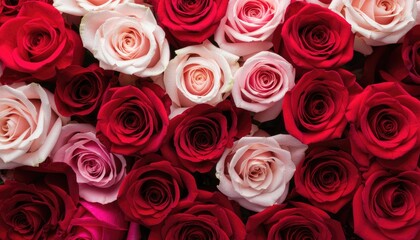 Naklejka premium Valentines Day Red and Pink Roses Background 