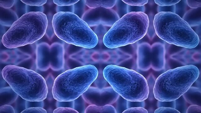 Microscopic organisms viewed under a digital microscope create a mesmerizing kaleidoscopic pattern