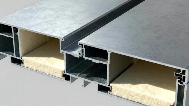 Medium shot of a steel home highlighting advanced thermal bridging solutions with structural breaks and insulating spacers to reduce heat loss.
