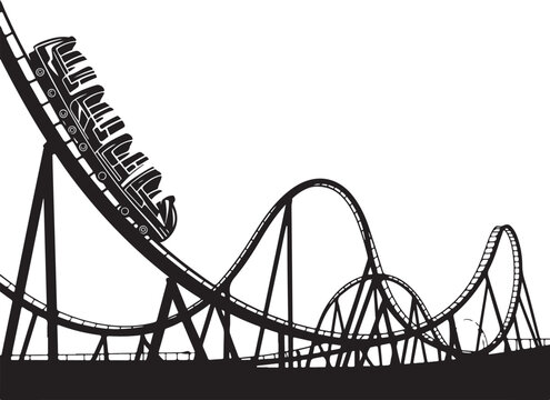 Roller coaster in amusement park with thrilling loops and drops, exciting extreme ride for fun and adventure, theme park attraction