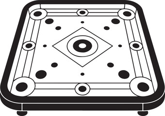 Classic carrom board icon isolated on a transparent background for traditional board games and leisure activities