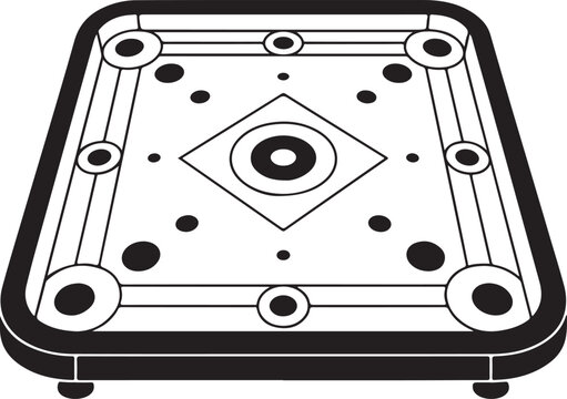 Classic carrom board icon isolated on a transparent background for traditional board games and leisure activities
