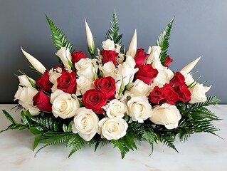 Elegant Red and White Rose Floral Arrangement