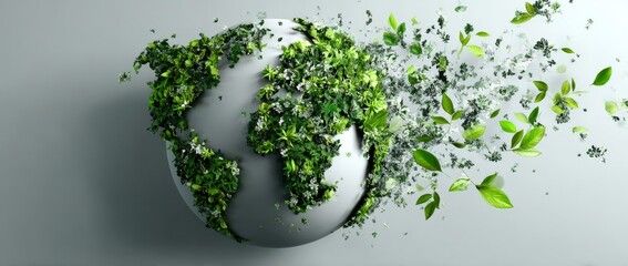 Globe crafted from leaves symbolizes a commitment to environmental protection.