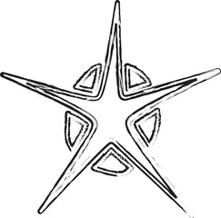 Star brush drawing. Grunge elements