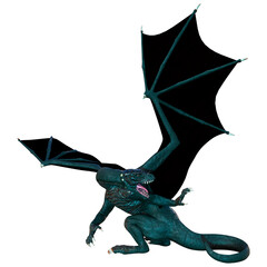 3D Rendering Fairy Tale Dragon on White